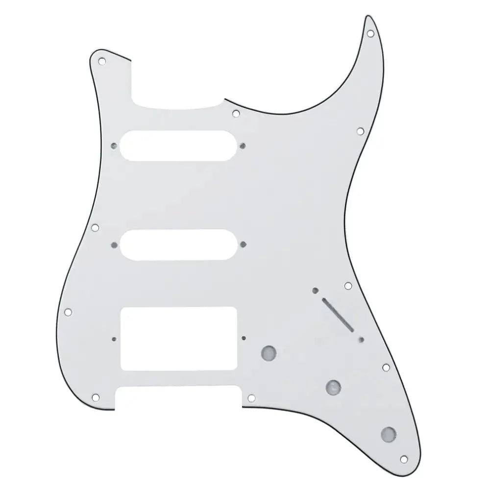 11-Hole HSS Strat Pickguard - Multiple Colors 3-Ply White - Ploutone