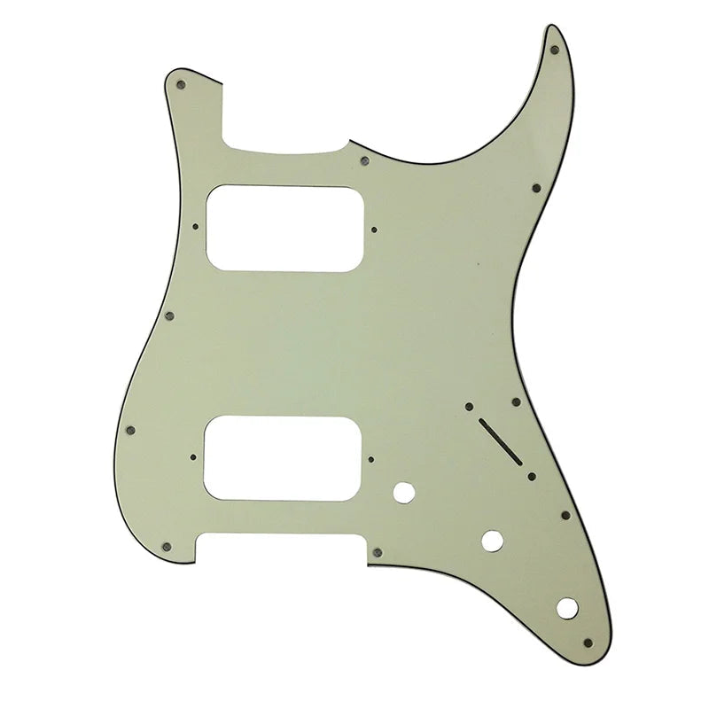 11-Hole HH Strat Pickguard (Round Corners) - 20+ Colors 3-Ply Vintage Green - Ploutone
