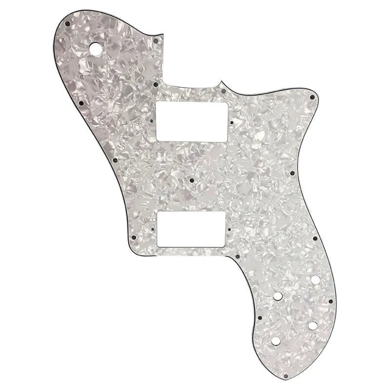 72 Deluxe Telecaster Pickguard (PAF Humbuckers) - 4-Ply White Pearl Pickguards from Ploutone