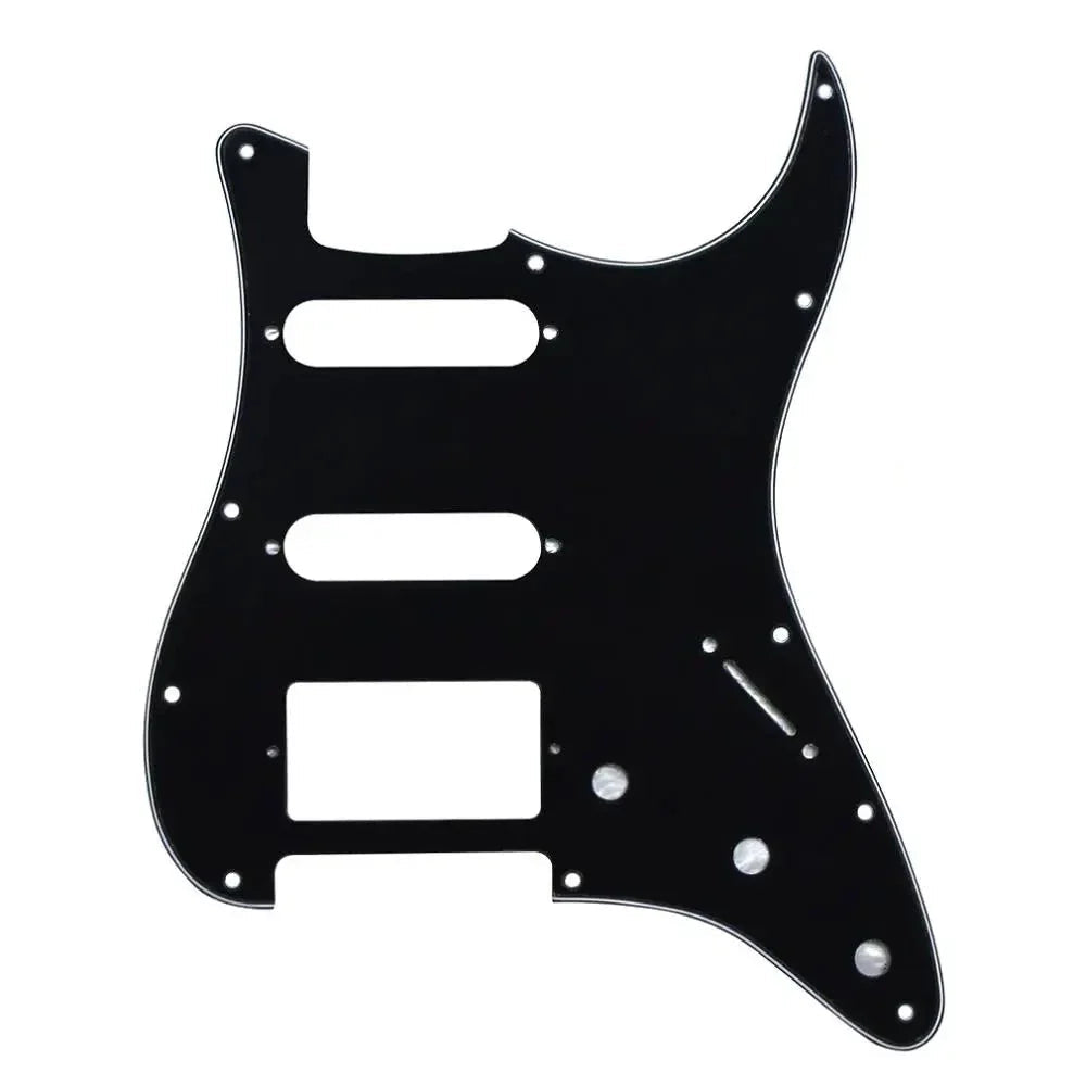 11-Hole HSS Strat Pickguard - Multiple Colors 3-Ply Black - Ploutone