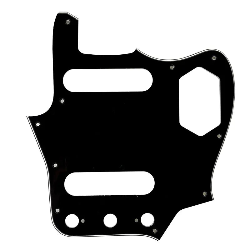 10-Hole SS Jaguar Pickguard for MIJ Fender - 20+ Colors 3-Ply Black - Ploutone