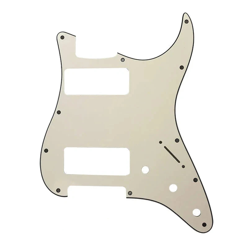 11-Hole Dual P90 Strat Pickguard - 25+ Colors 3-Ply Parchment - Ploutone
