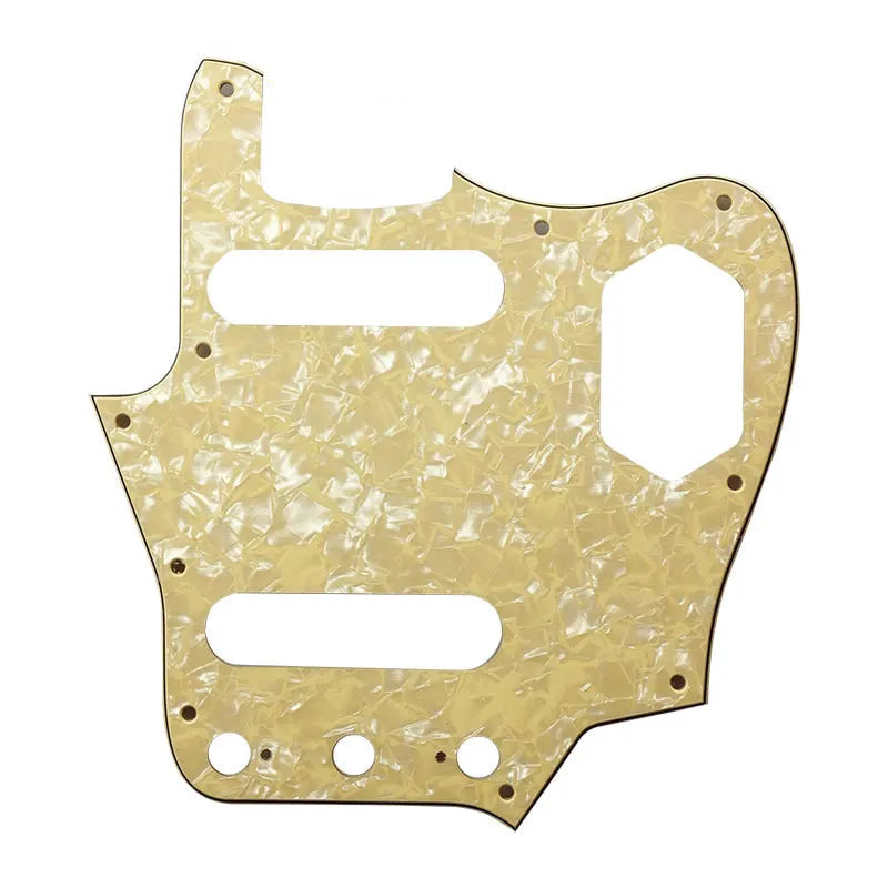 10-Hole SS Jaguar Pickguard for USA Fender - 20+ Colors 4-Ply Cream Pearl - Ploutone