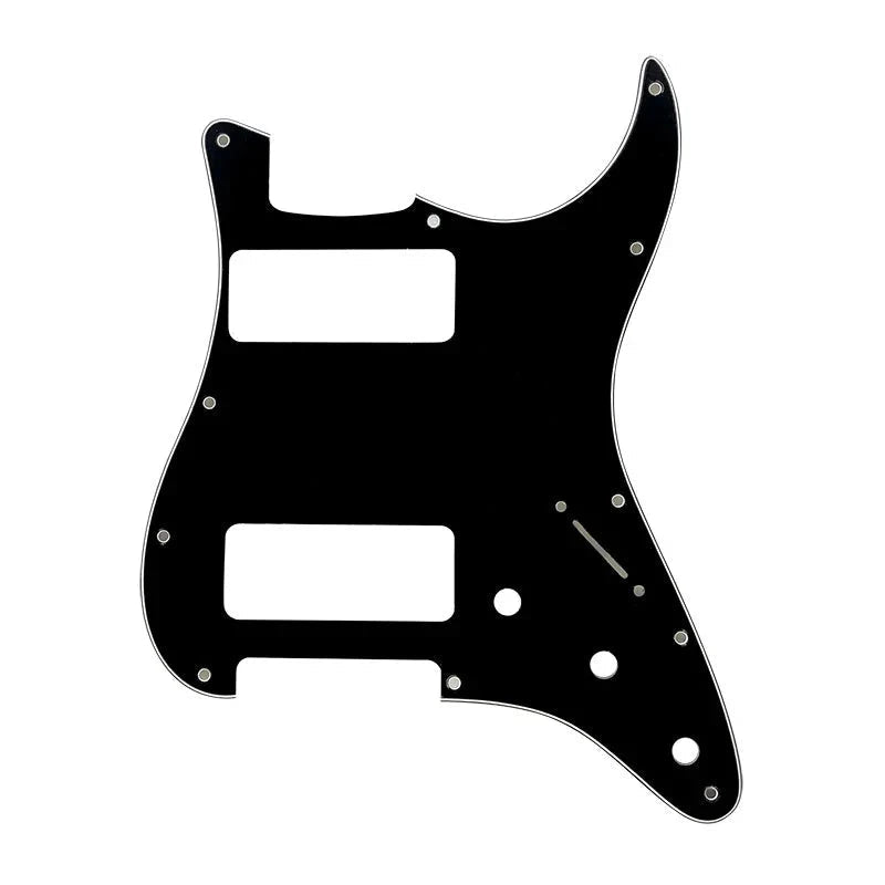 11-Hole Dual P90 Strat Pickguard - 25+ Colors 3-Ply Black - Ploutone
