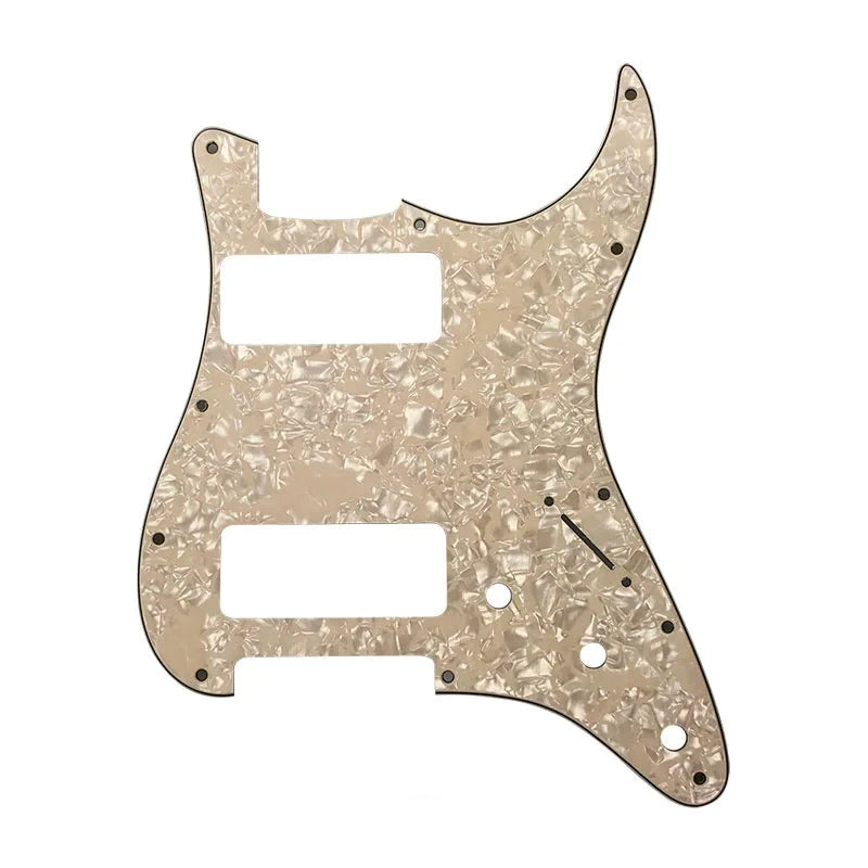 11-Hole Dual P90 Strat Pickguard - 25+ Colors 4-Ply Parchment Pearl - Ploutone