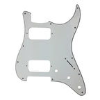 11-Hole HH Strat Pickguard (Round Corners, 3-Knobs) - 3-Ply White - Ploutone