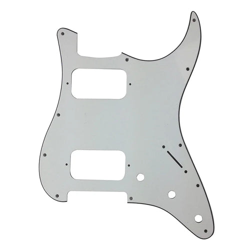 11-Hole HH Strat Pickguard (Round Corners, 3-Knobs) - 3-Ply White - Ploutone