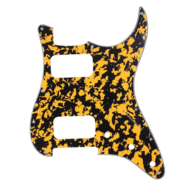11-Hole HH Strat Pickguard (Round Corners) - 20+ Colors 4-Ply Yellow Tortoise - Ploutone
