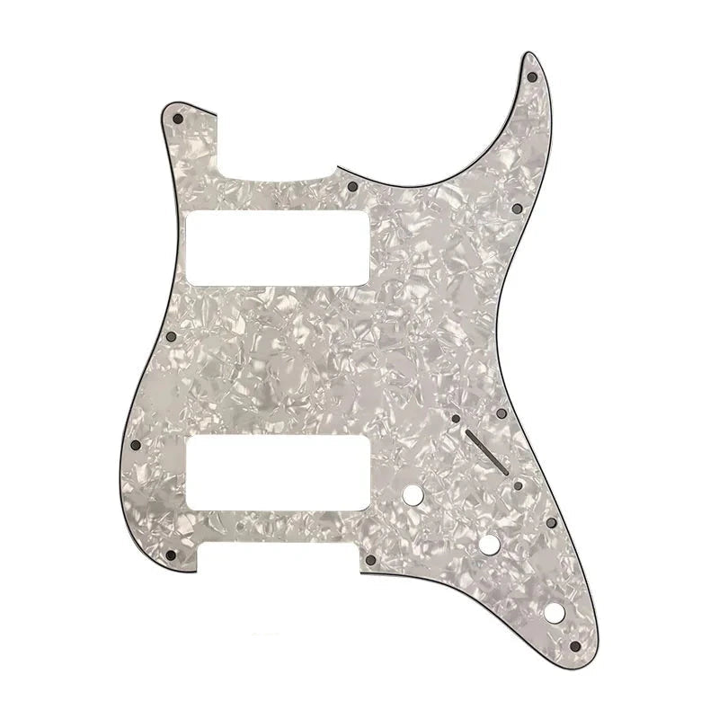 11-Hole Dual P90 Strat Pickguard - 25+ Colors 4-Ply White Pearl - Ploutone