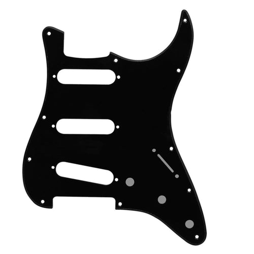 11-Hole SSS Strat Pickguard - 20+ Colors 3-Ply Black - Ploutone