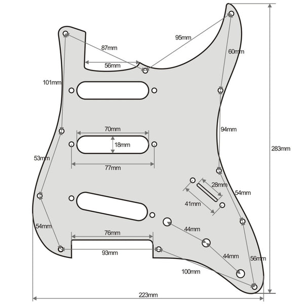 11-Hole Strat Pickguard SSS - 1-Ply White - Ploutone