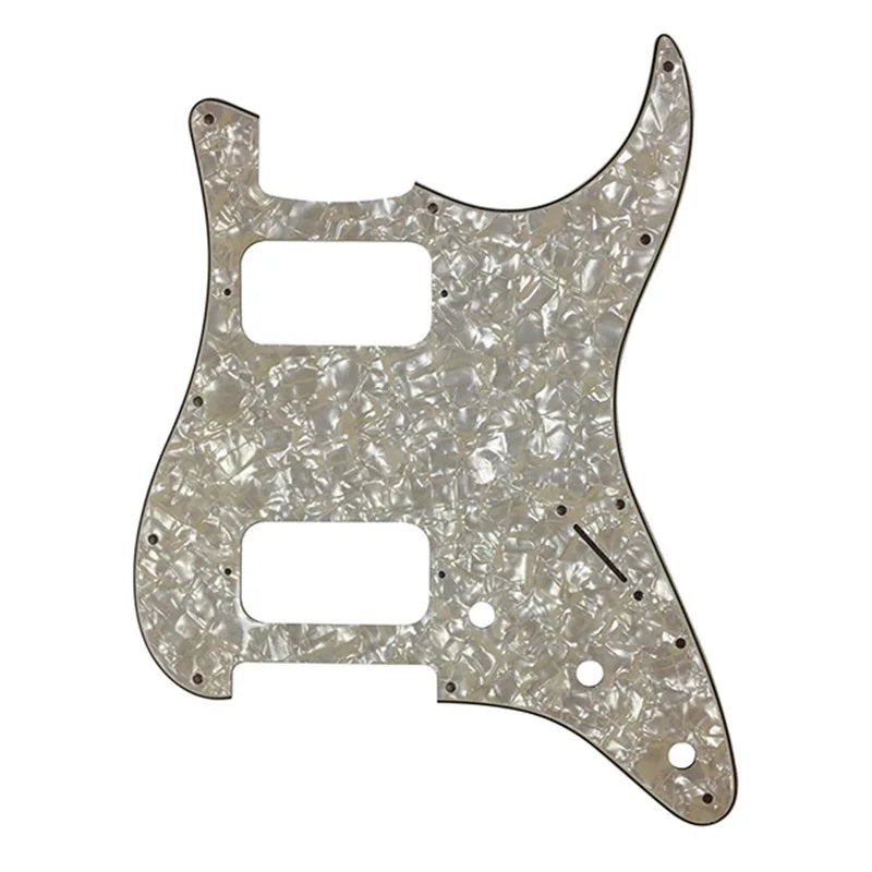 11-Hole HH Strat Pickguard (Round Corners) - 20+ Colors 4-Ply Parchment Pearl - Ploutone