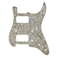 11-Hole HH Strat Pickguard (Round Corners, 3-Knobs)- 4-Ply Parchment Pearl - Ploutone