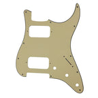 11-Hole HH Strat Pickguard (Round Corners) - 20+ Colors 3-Ply Vintage Yellow - Ploutone