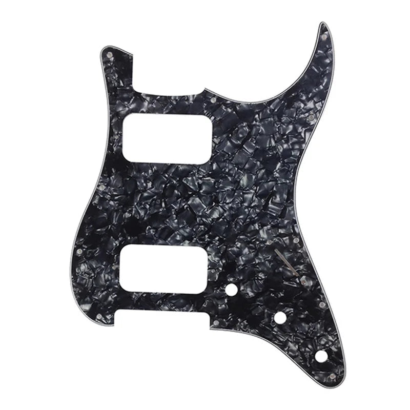 11-Hole HH Strat Pickguard (Round Corners) - 20+ Colors 4-Ply Black Pearl - Ploutone