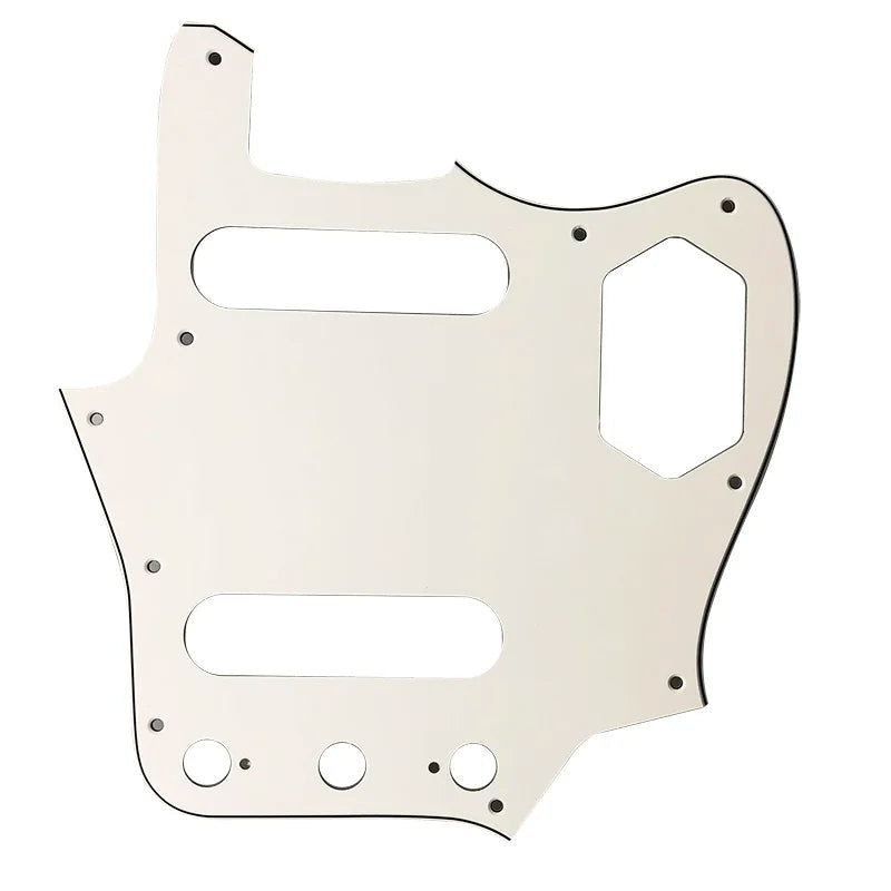 10-Hole SS Jaguar Pickguard for MIJ Fender - 20+ Colors 3-Ply White - Ploutone