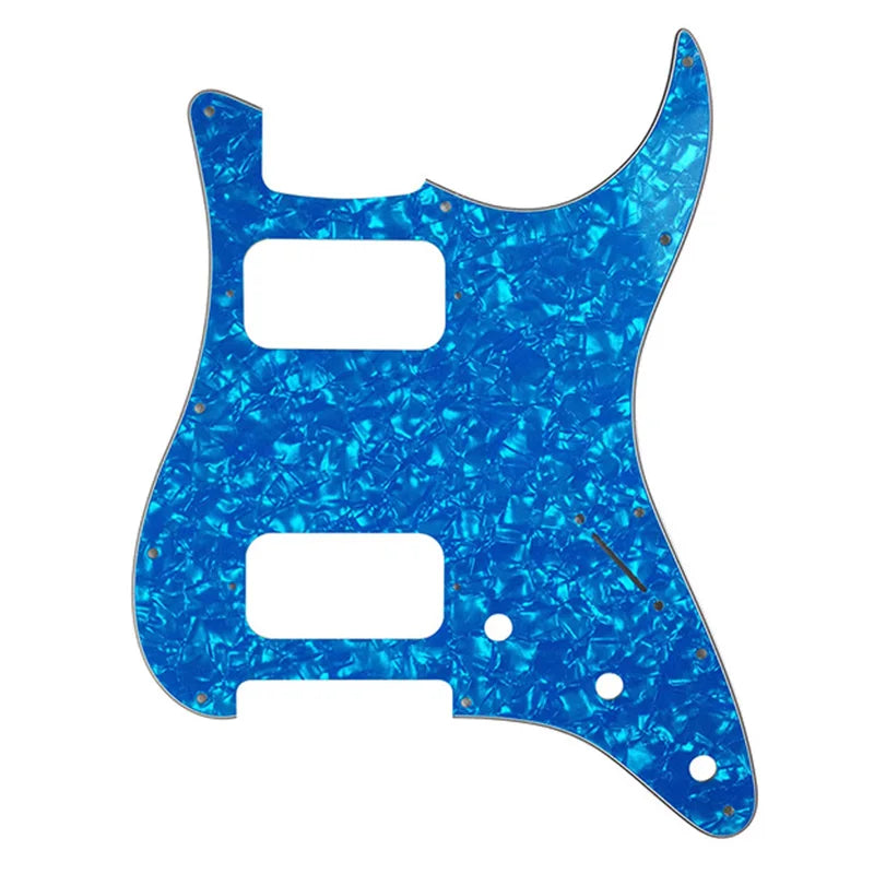 11-Hole HH Strat Pickguard (Round Corners) - 20+ Colors 4-Ply Blue Pearl - Ploutone