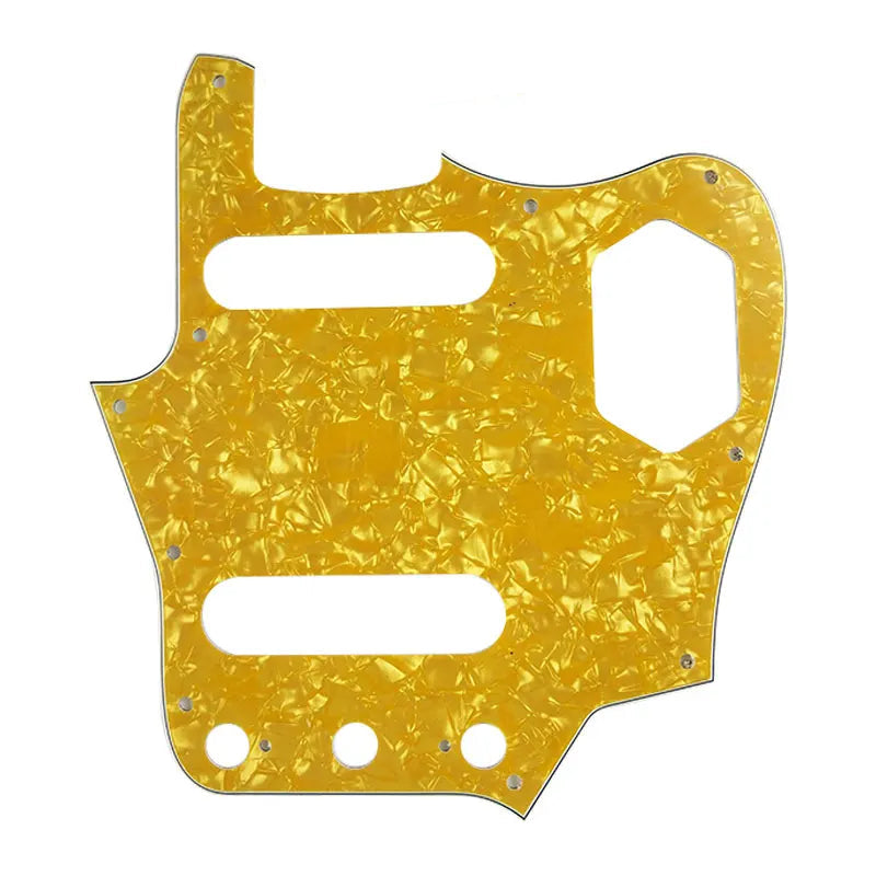 10-Hole SS Jaguar Pickguard for USA Fender - 20+ Colors 4-Ply Golden Pearl - Ploutone