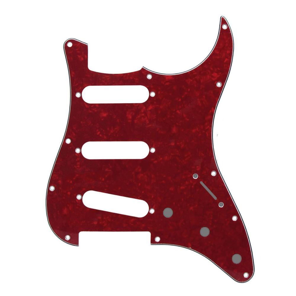 11-Hole SSS Strat Pickguard - 20+ Colors 4-Ply Red Pearl - Ploutone