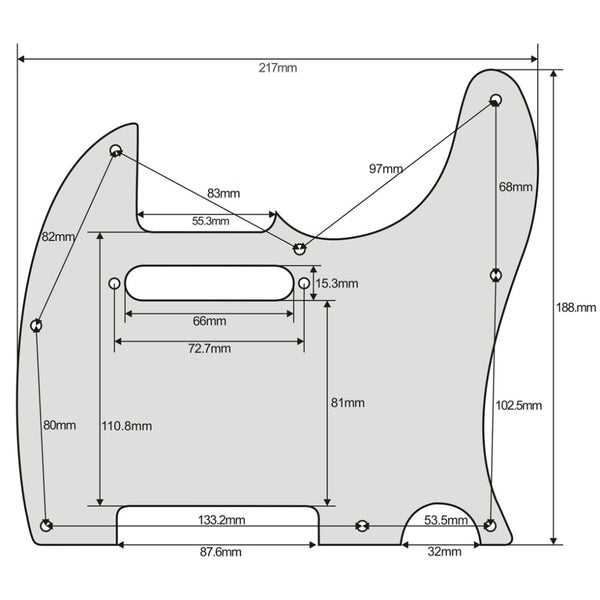 Telecaster Pickguard - 4-Ply Black Pearl - 8-Hole - Ploutone