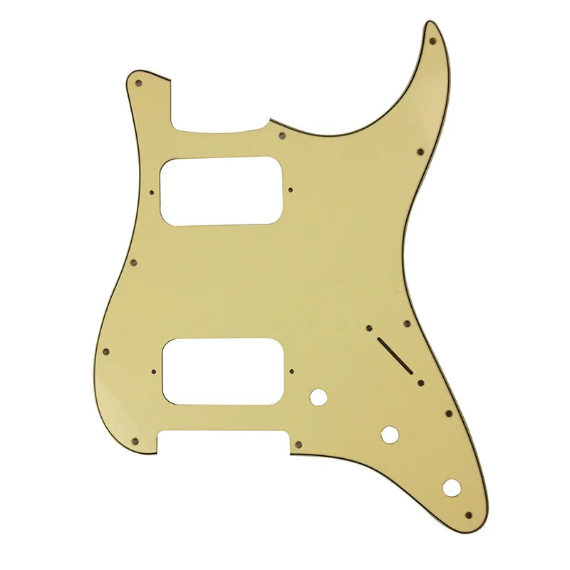 11-Hole HH Strat Pickguard (Round Corners) - 20+ Colors 3-Ply Cream Yellow - Ploutone