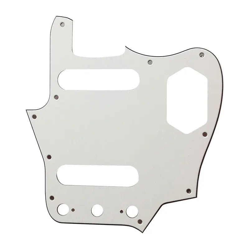 10-Hole SS Jaguar Pickguard for USA Fender - 20+ Colors 3-Ply White - Ploutone