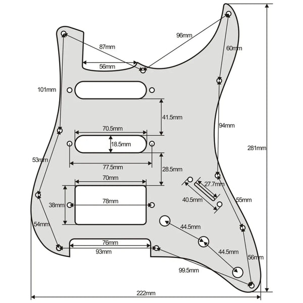 11-Hole HSS Strat Pickguard and Matching Back Plate - Multiple Colors HSS Strat Pickguards from Ploutone