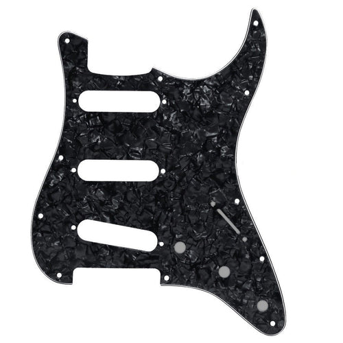 62 Strat Pickguard SSS 11-Hole - 15+ Colors 4-Ply Black Pearl - Ploutone