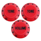 Electric Guitar Control Knobs, 24 Spline Imperial - Red & Black Knobs from Ploutone