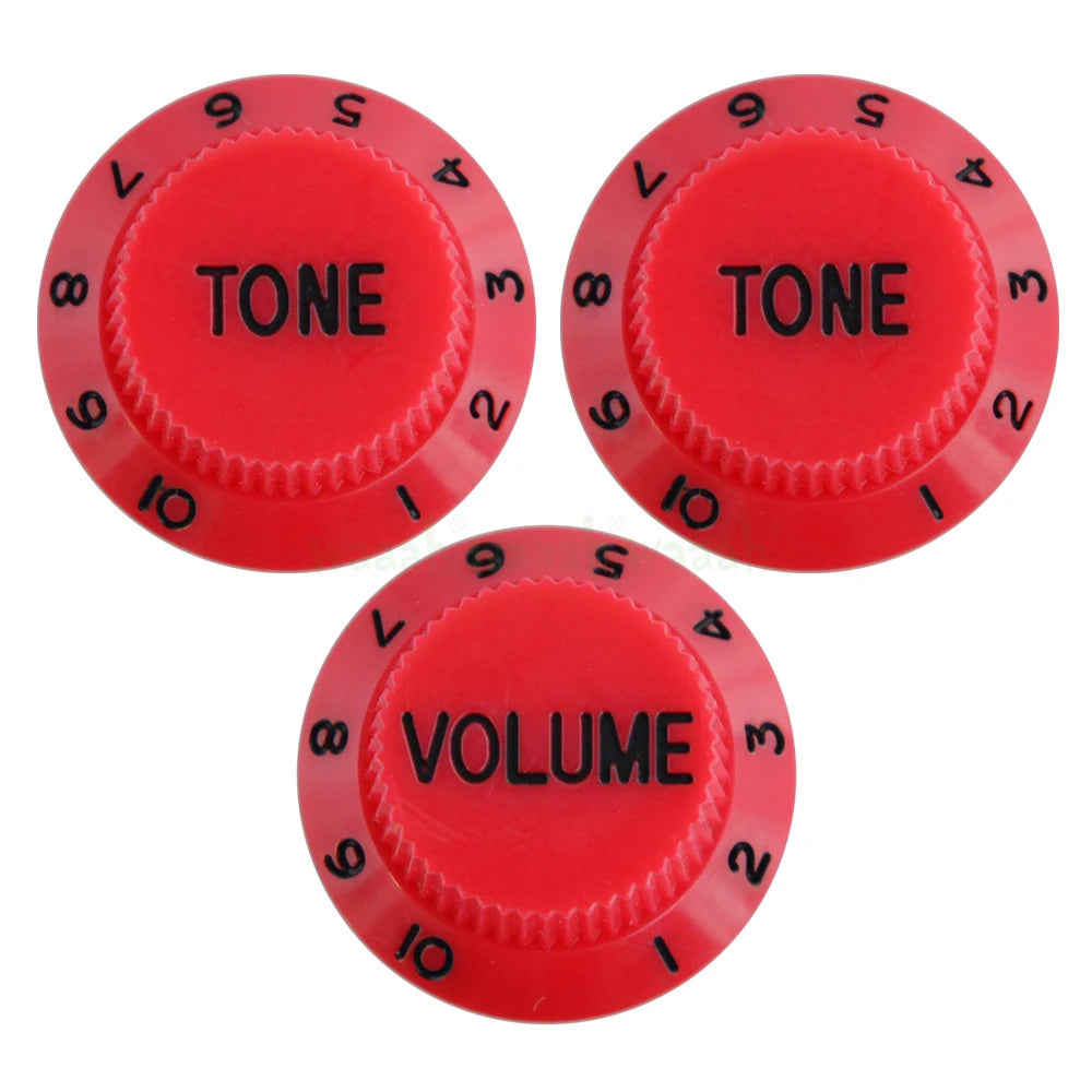 Electric Guitar Control Knobs, 24 Spline Imperial - Multiple Colors Red & Black - Ploutone