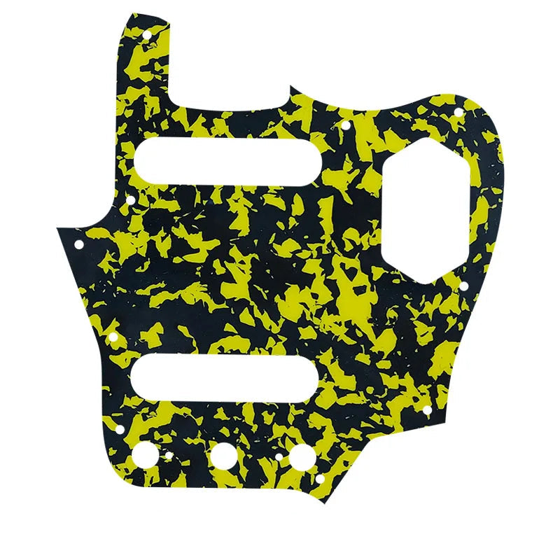 10-Hole SS Jaguar Pickguard for USA Fender - 20+ Colors 4-Ply Yellow Tortoise - Ploutone