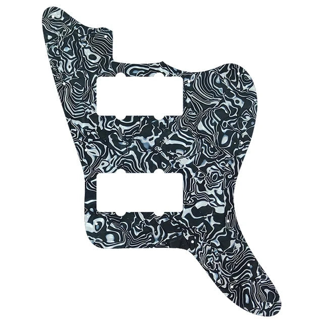Jazzmaster HH Pickguard - Pickup and Screw Holes Only (No Controls) - Black Pearl Shell - Ploutone
