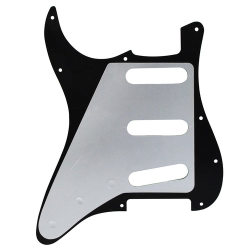 11-Hole SSS Strat Pickguard and Matching Back Plate - 3-Ply White - Ploutone