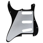 11-Hole SSS Strat Pickguard and Matching Back Plate - 4-Ply Black and White Shell - Ploutone