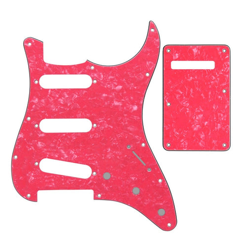 11-Hole SSS Strat Pickguard and Matching Back Plate - 20+ Colors 4-Ply Hot Pink Pearl - Ploutone