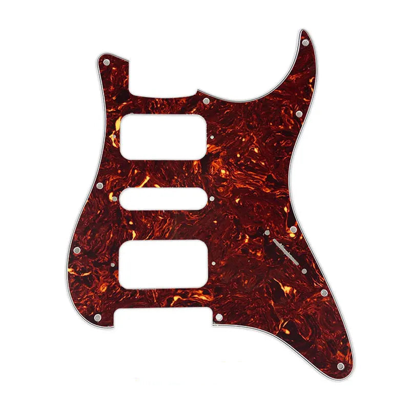 11-Hole HSH Strat Pickguard (No Control Holes) - 4-Ply Brown Tortoise - Ploutone