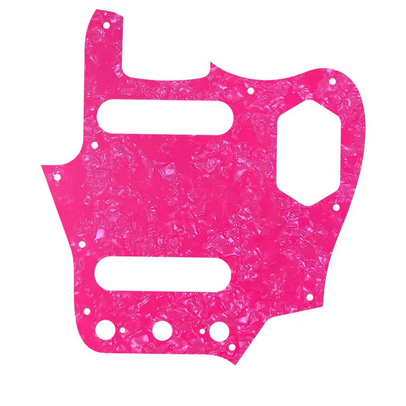 10-Hole SS Jaguar Pickguard for USA Fender - 20+ Colors 4-Ply Pink Pearl - Ploutone