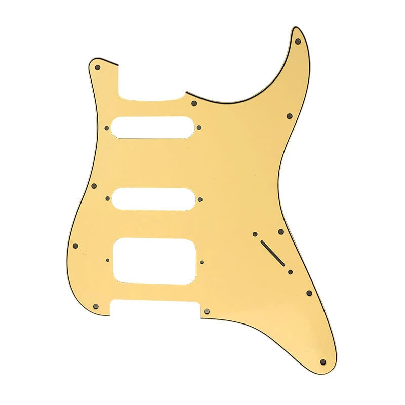 Fender Stratocaster HSS Pickguard (Open Humbucker) - 3-Ply Cream Yellow HSS Stratocaster Pickguards from Ploutone