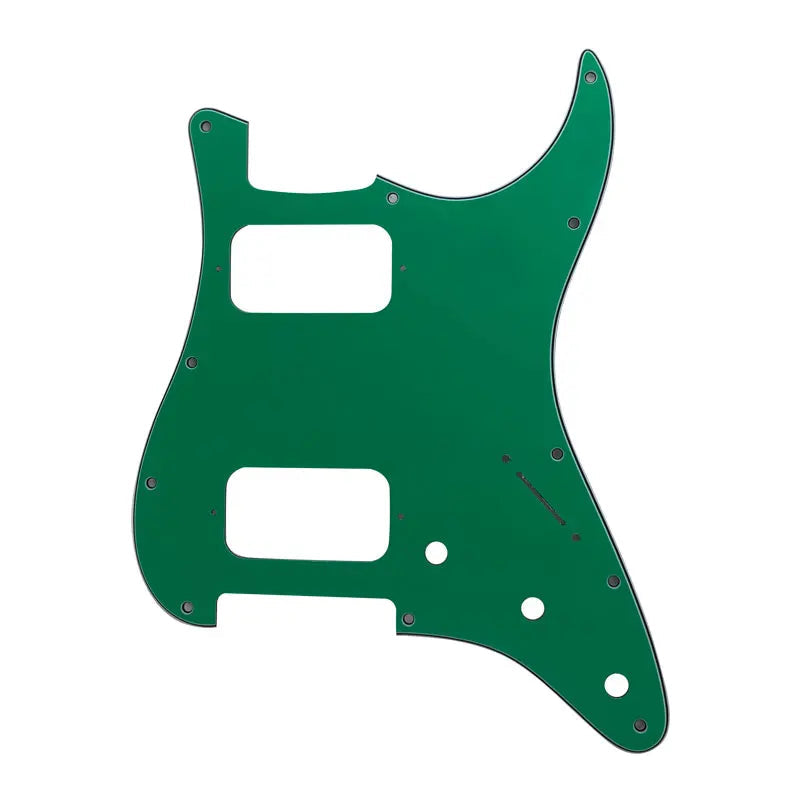 11-Hole HH Strat Pickguard (Round Corners, 3-Knobs)- 4-Ply Green - Ploutone