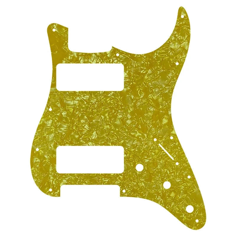 11-Hole Dual P90 Strat Pickguard - 25+ Colors 4-Ply Golden Pearl - Ploutone