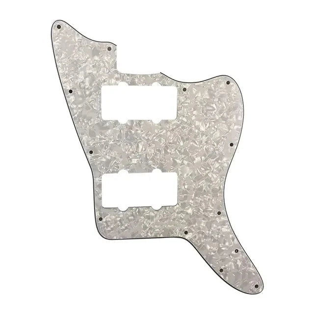 Jazzmaster HH Pickguard - Pickup and Screw Holes Only (No Controls) - 4-Ply White Pearl - Ploutone