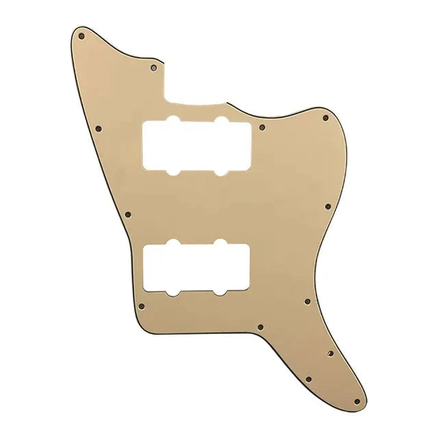 Jazzmaster HH Pickguard - Pickup and Screw Holes Only (No Controls) - 3-Ply Vintage Yellow Pickguards from Ploutone