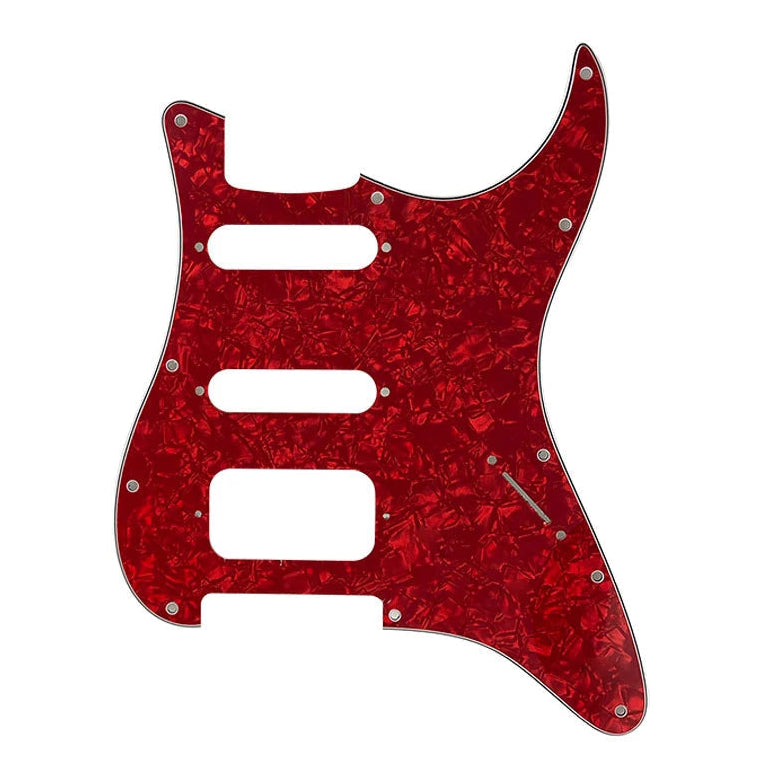 Fender Stratocaster HSS Pickguard (Open Humbucker) - 4-Ply Red Pearl HSS Stratocaster Pickguards from Ploutone