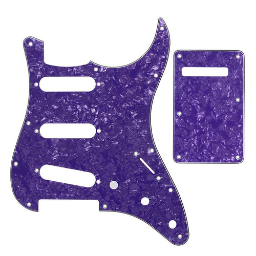 11-Hole SSS Strat Pickguard and Matching Back Plate - 20+ Colors 4-Ply Purple Pearl - Ploutone