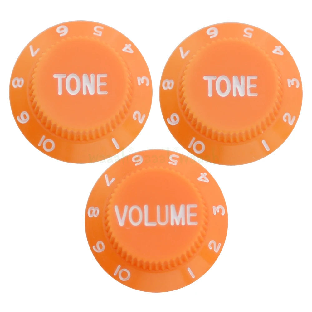 Electric Guitar Control Knobs, 24 Spline Imperial - Orange & White Knobs from Ploutone