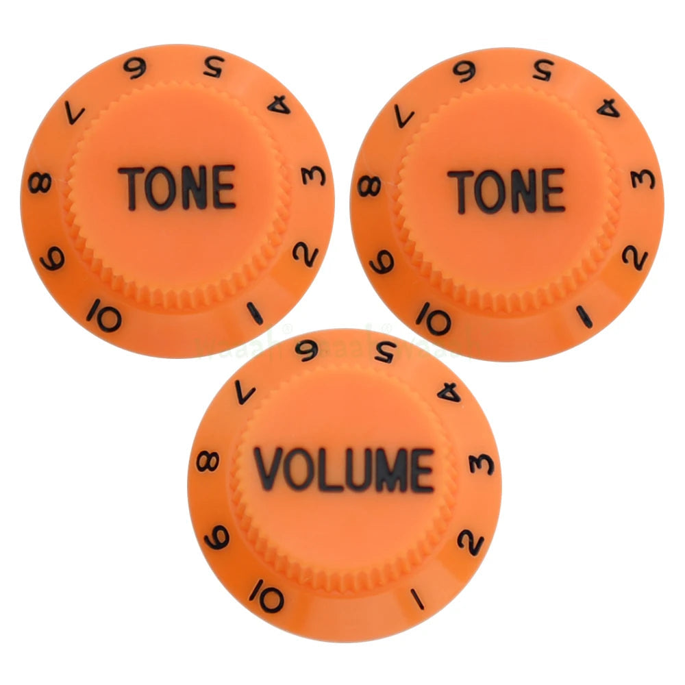 Electric Guitar Control Knobs, 24 Spline Imperial - Orange & Black Knobs from Ploutone