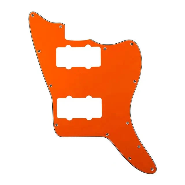 Jazzmaster HH Pickguard - Pickup and Screw Holes Only (No Controls) - 4-Ply Orange - Ploutone