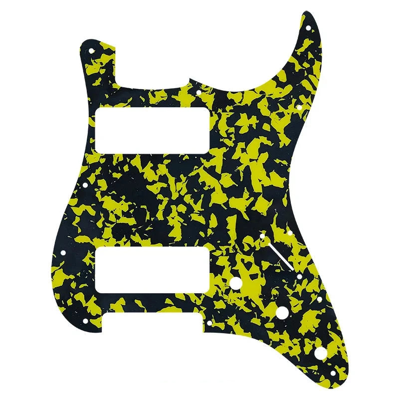 11-Hole Dual P90 Strat Pickguard - 25+ Colors 4-Ply Yellow Tortoise - Ploutone