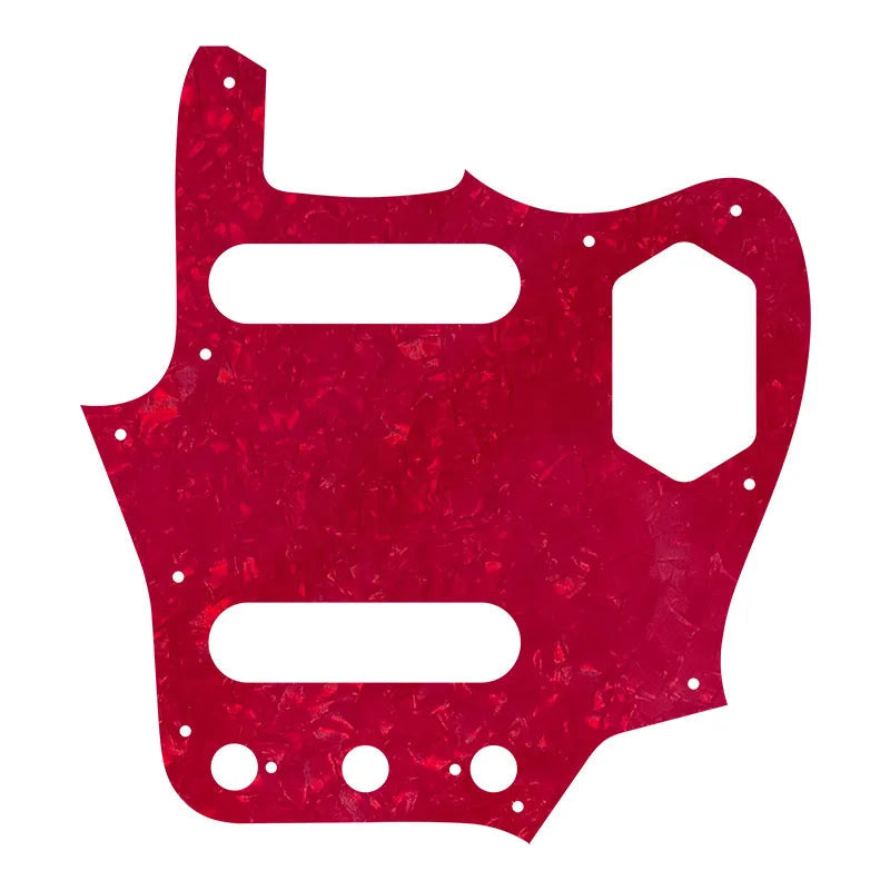 10-Hole SS Jaguar Pickguard for MIJ Fender - 20+ Colors 4-Ply Red Pearl - Ploutone