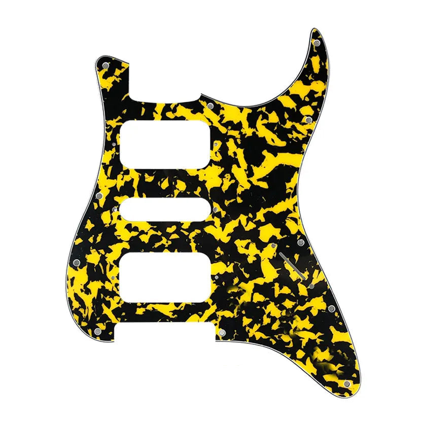 11-Hole HSH Strat Pickguard (No Control Holes) - 4-Ply Yellow Tortoise - Ploutone